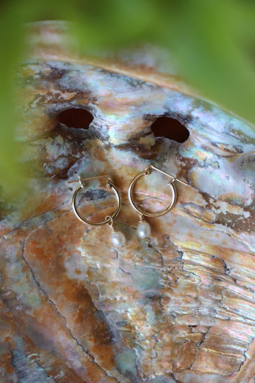 Pearl gold hoops~ Dainty Ella Pearl Hoops