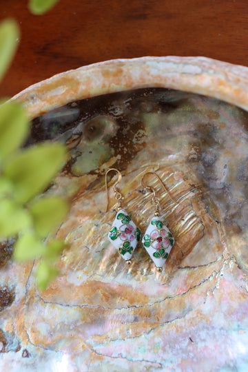 Vintage Cloisonné earrings ~ 14K gold filled