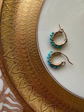 Natural Turquoise hoop earrings