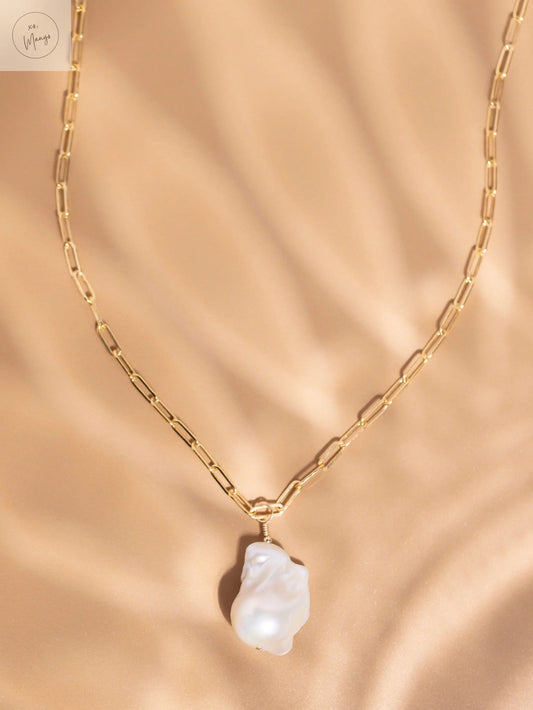 The Anchor Necklace~ Large Baroque Pearl xo, Mango