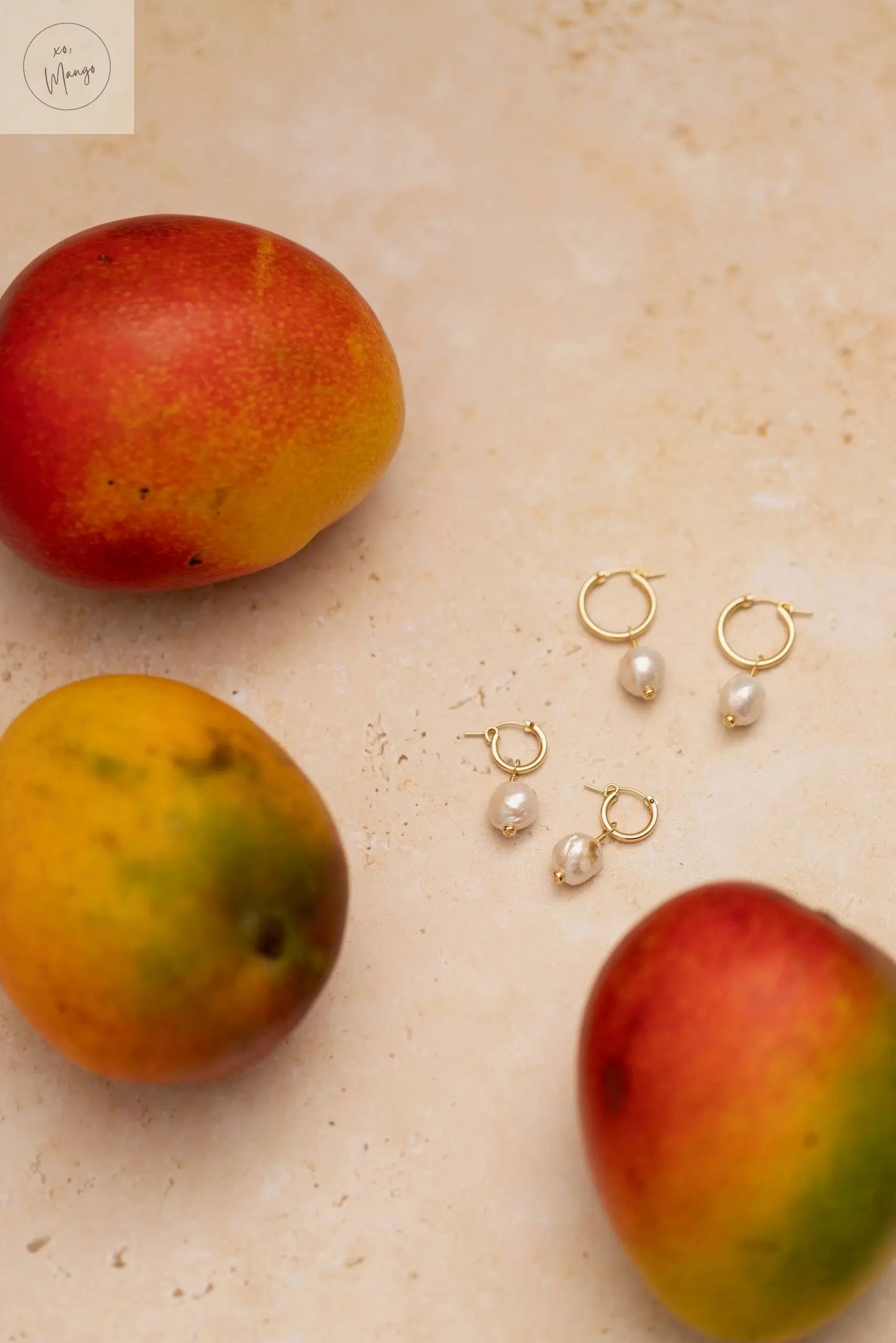 Dreamer Baroque Pearl Hoops xo, Mango