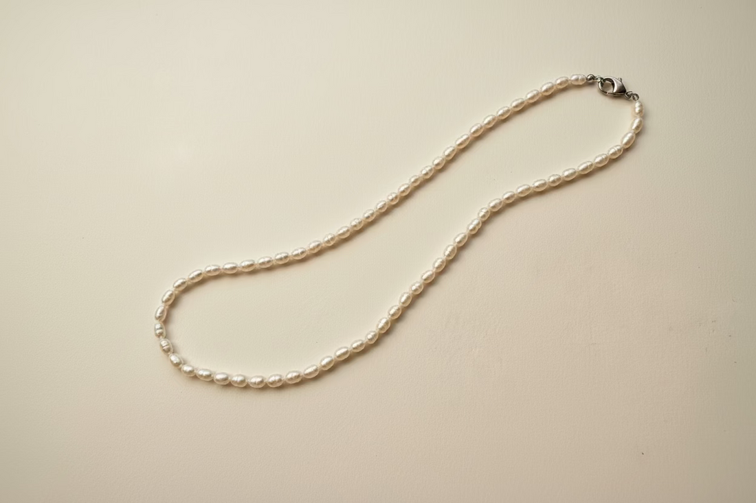 natural pearl necklace on a natural background