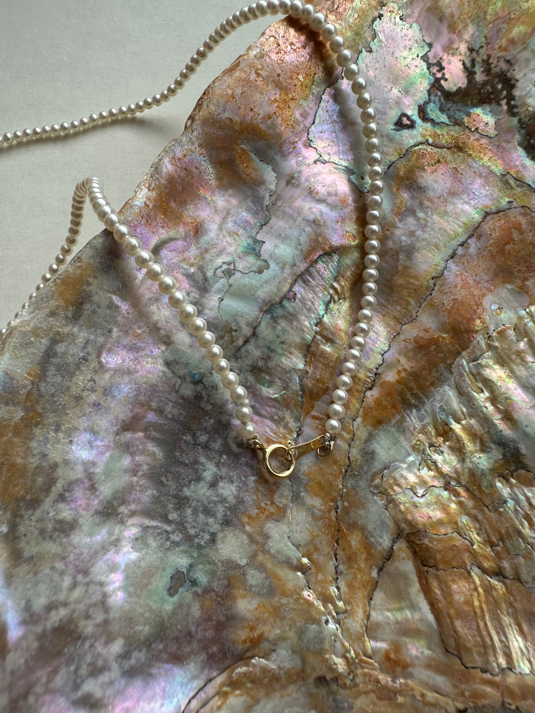 Solid Gold Dainty pearl strand necklace