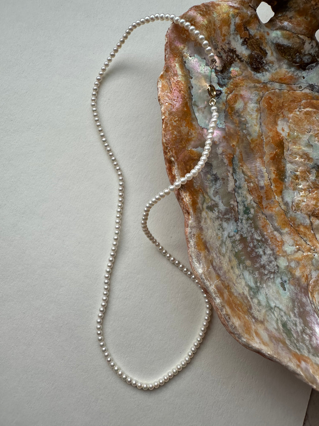 Solid Gold Dainty pearl strand necklace