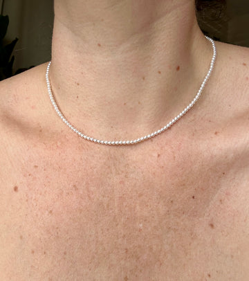 Solid Gold Dainty pearl strand necklace