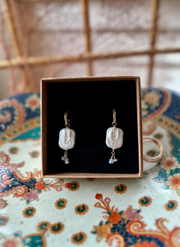 Pearl and Moonstone Hoop earings ~ LAST CALL