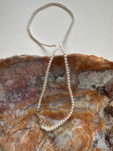 Solid Gold Dainty pearl strand necklace