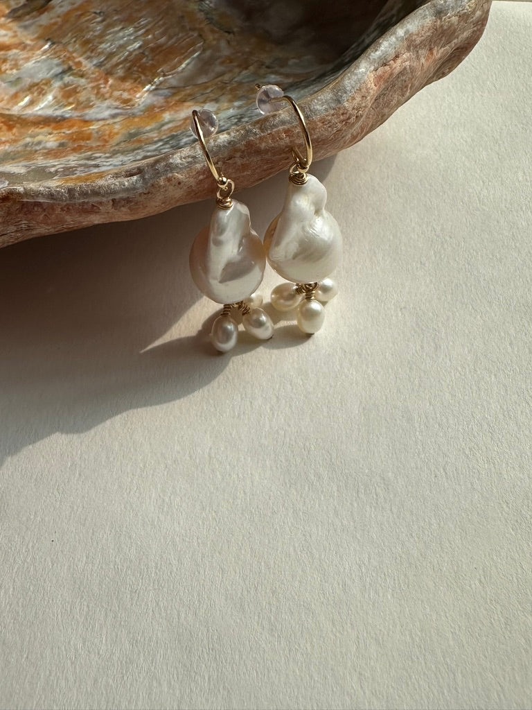 Fireball baroque pearl earrings