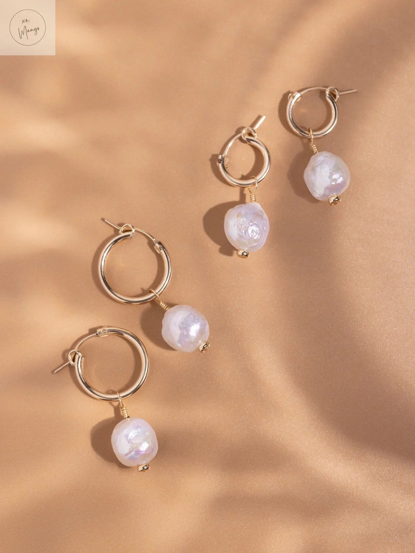 Dreamer Baroque Pearl Hoops xo, Mango