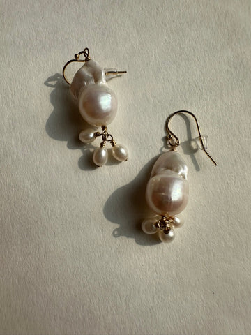 Fireball baroque pearl earrings