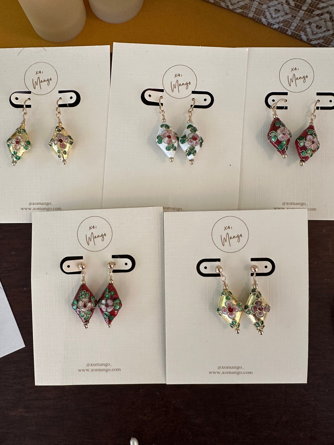 Vintage Cloisonné earrings ~ 14K gold filled