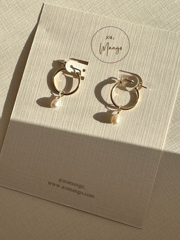 Ella Pearl gold hoops