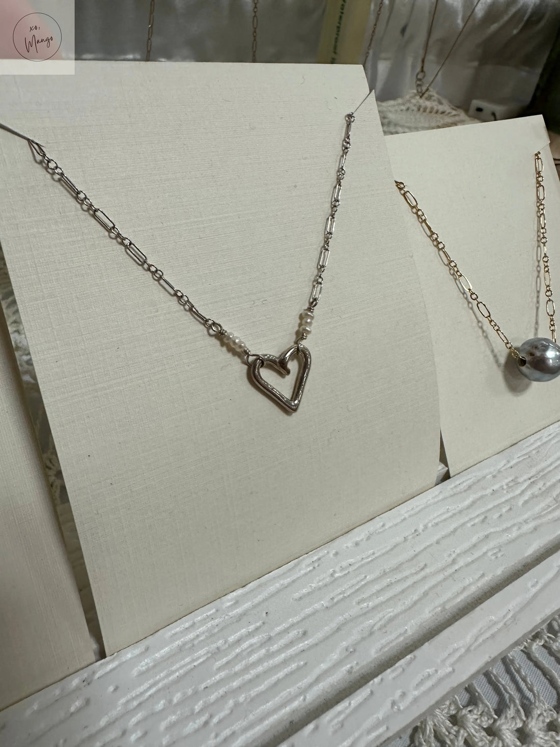 Sterling Silver Heart Necklace xo, Mango