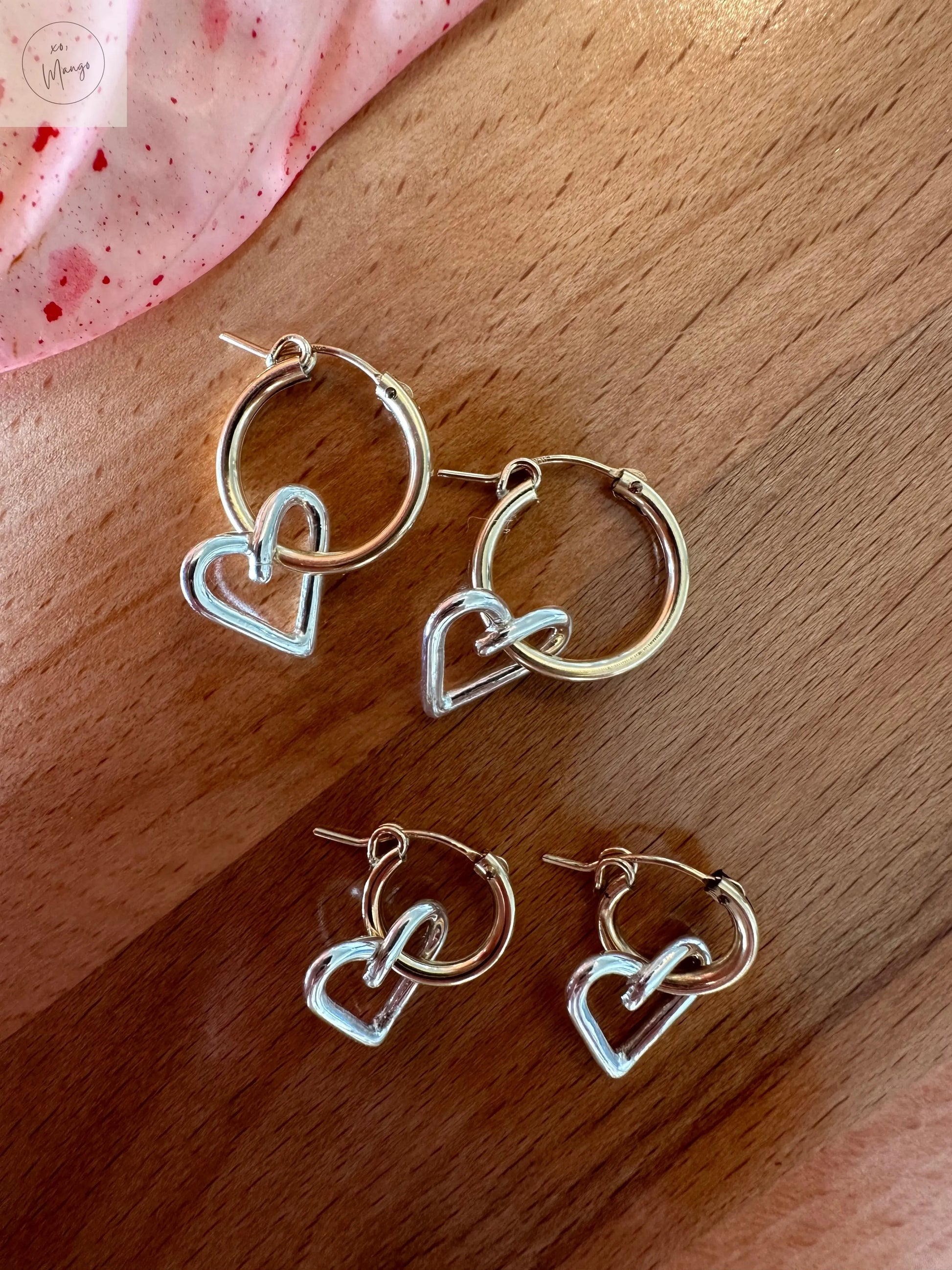 Heirloom Heart Hoops xo, Mango