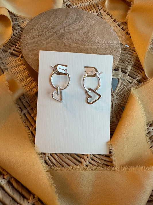 Heirloom Hearts on Sterling Silver Hoop earrings