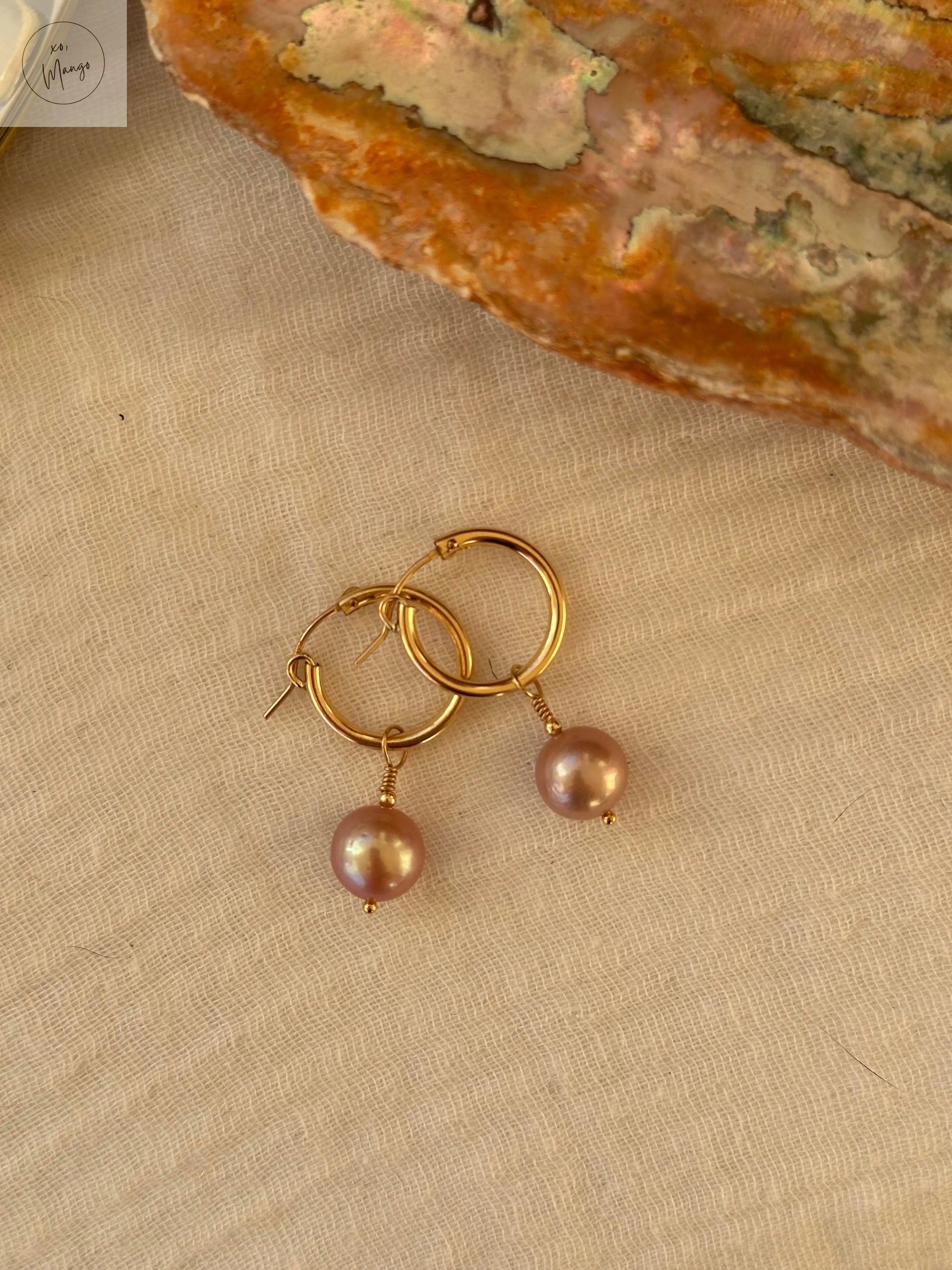 AAA+ Pink Edison Pearl Hoop Earrings xo, Mango