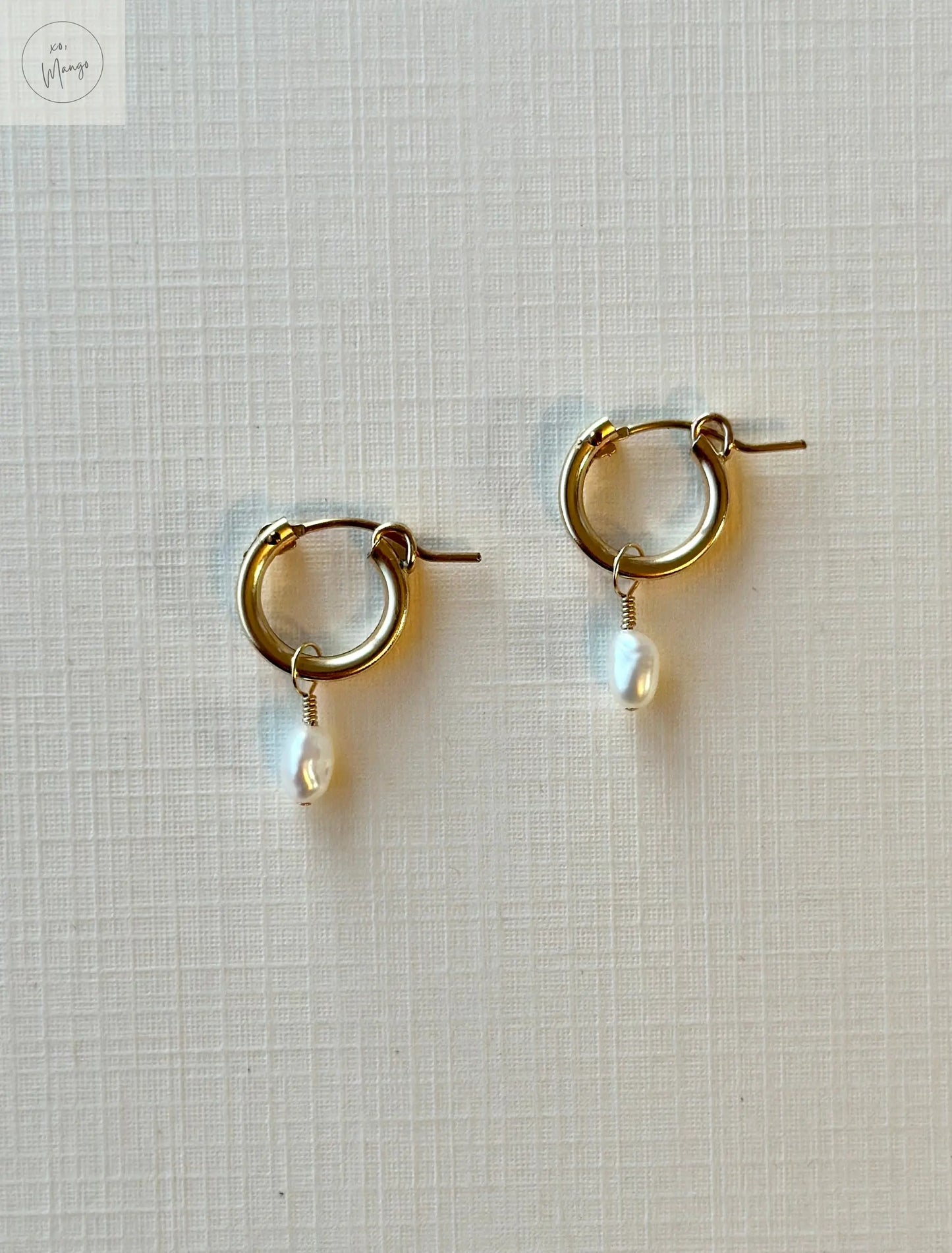 Ella Hoops- Pearl huggie earrings xo, Mango