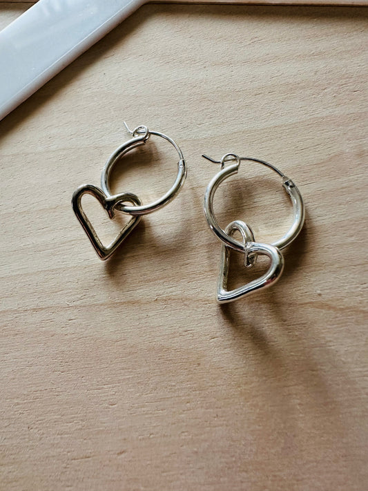 Heirloom Hearts on Sterling Silver Hoop earrings