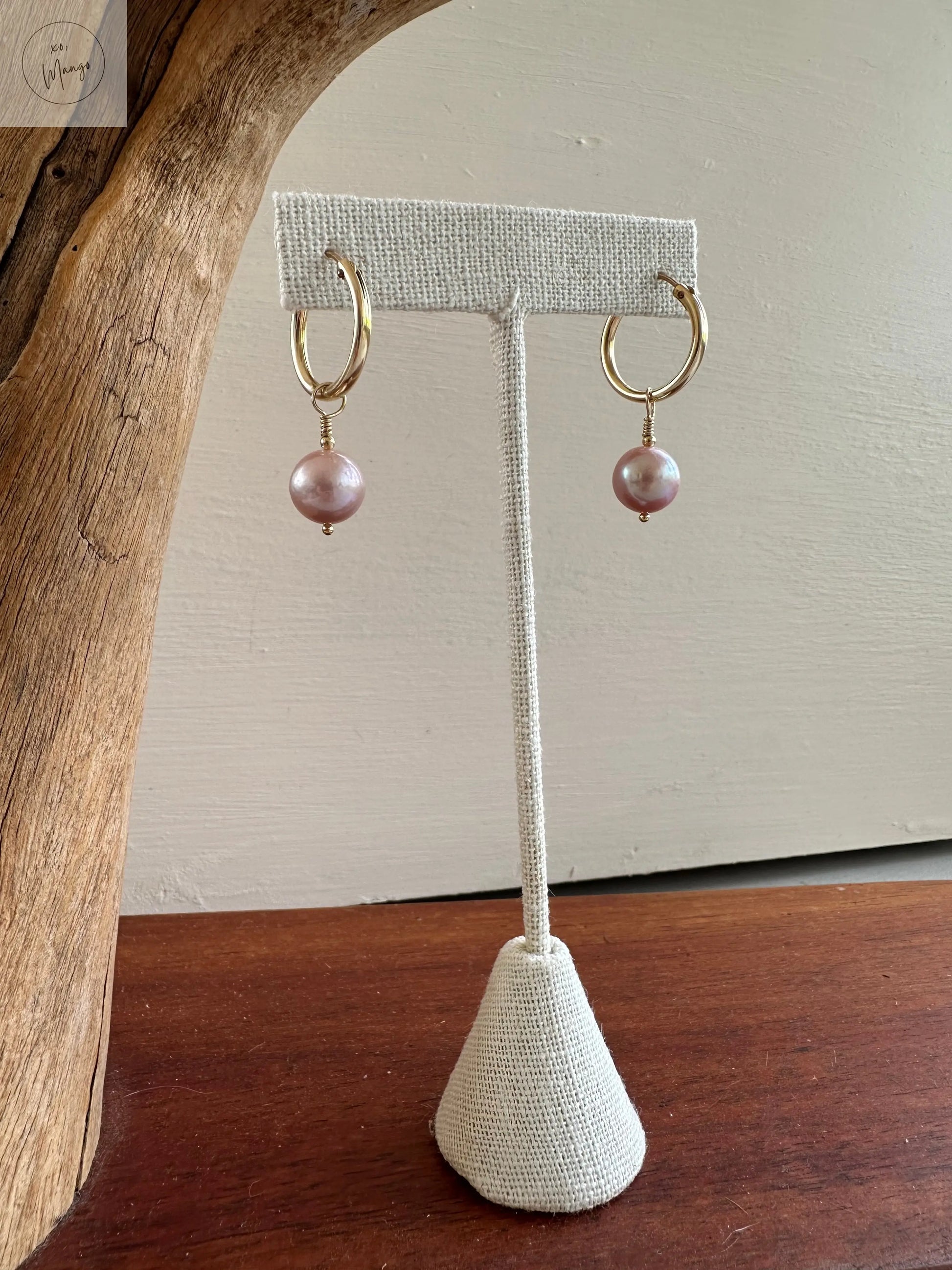 AAA+ Pink Edison Pearl Hoop Earrings xo, Mango