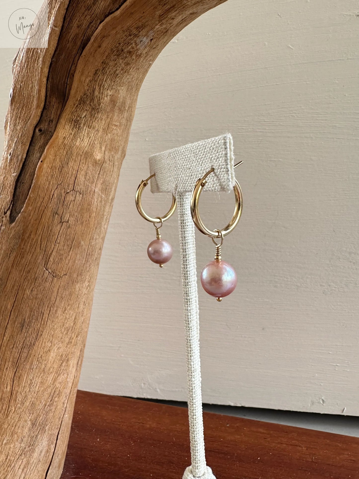 AAA+ Pink Edison Pearl Hoop Earrings xo, Mango