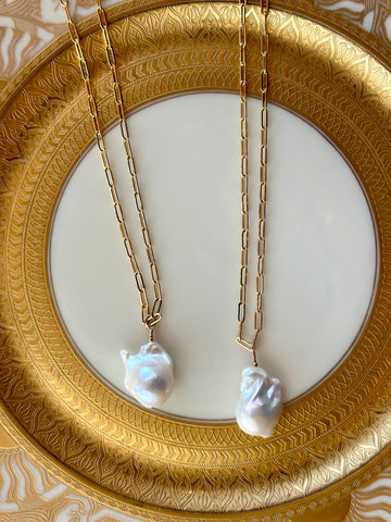 The Anchor Necklace~ Large Baroque Pearl