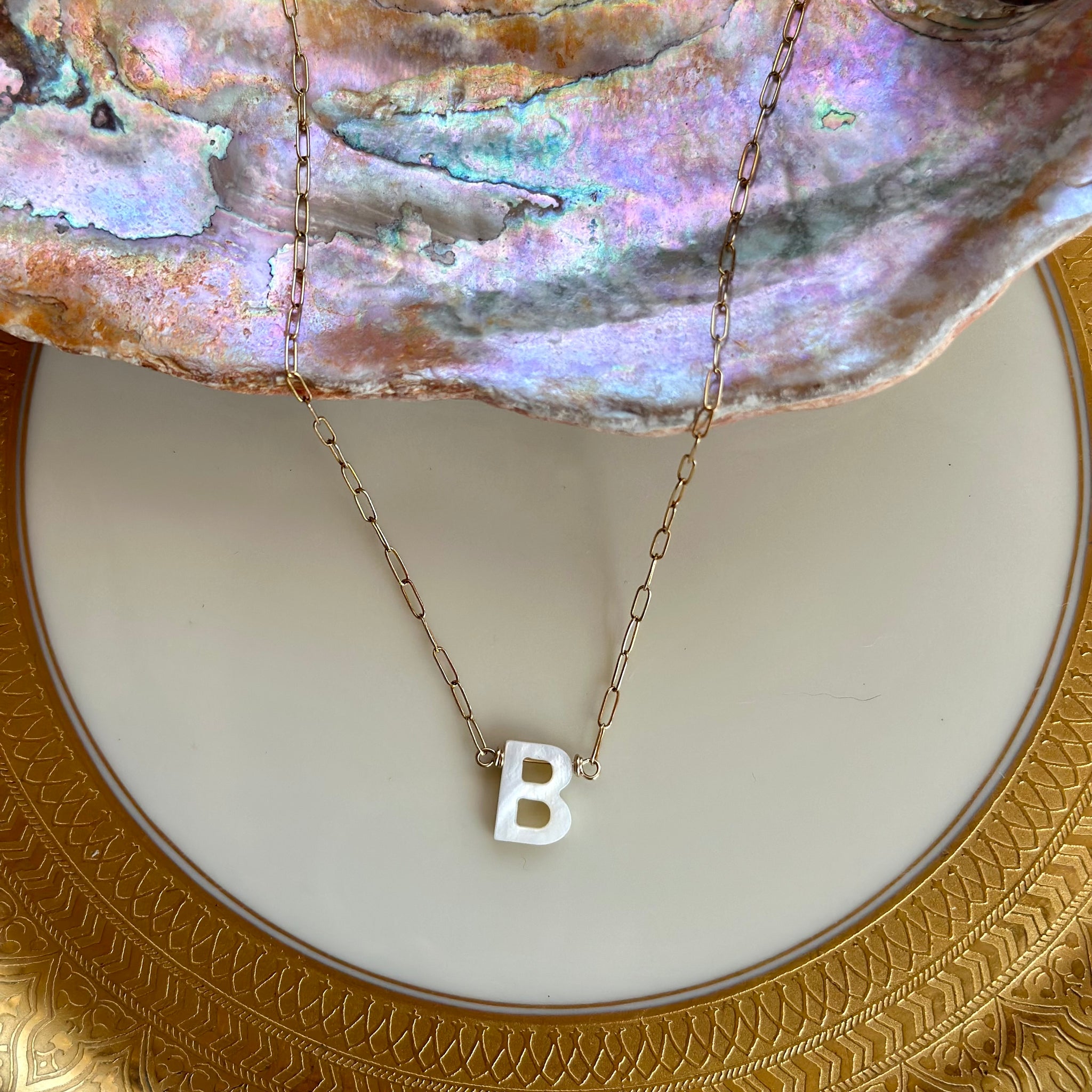 Mother of Pearl Initial Necklace