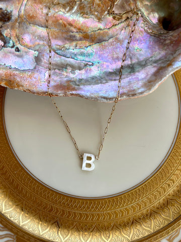 Mother of Pearl Initial Necklace