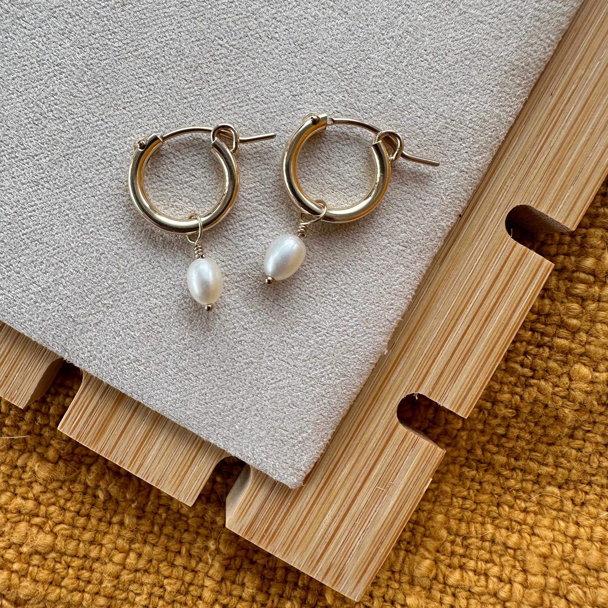 Ella Pearl huggie earrings