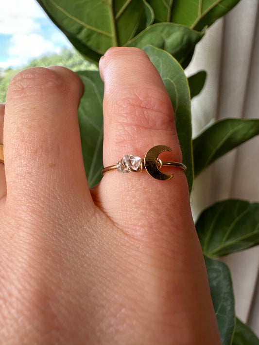 Moon phase ring ~ Gold stacking ring