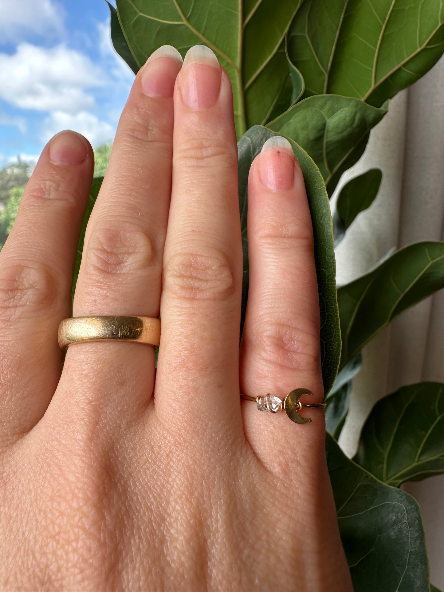 Moon phase ring ~ Gold stacking ring