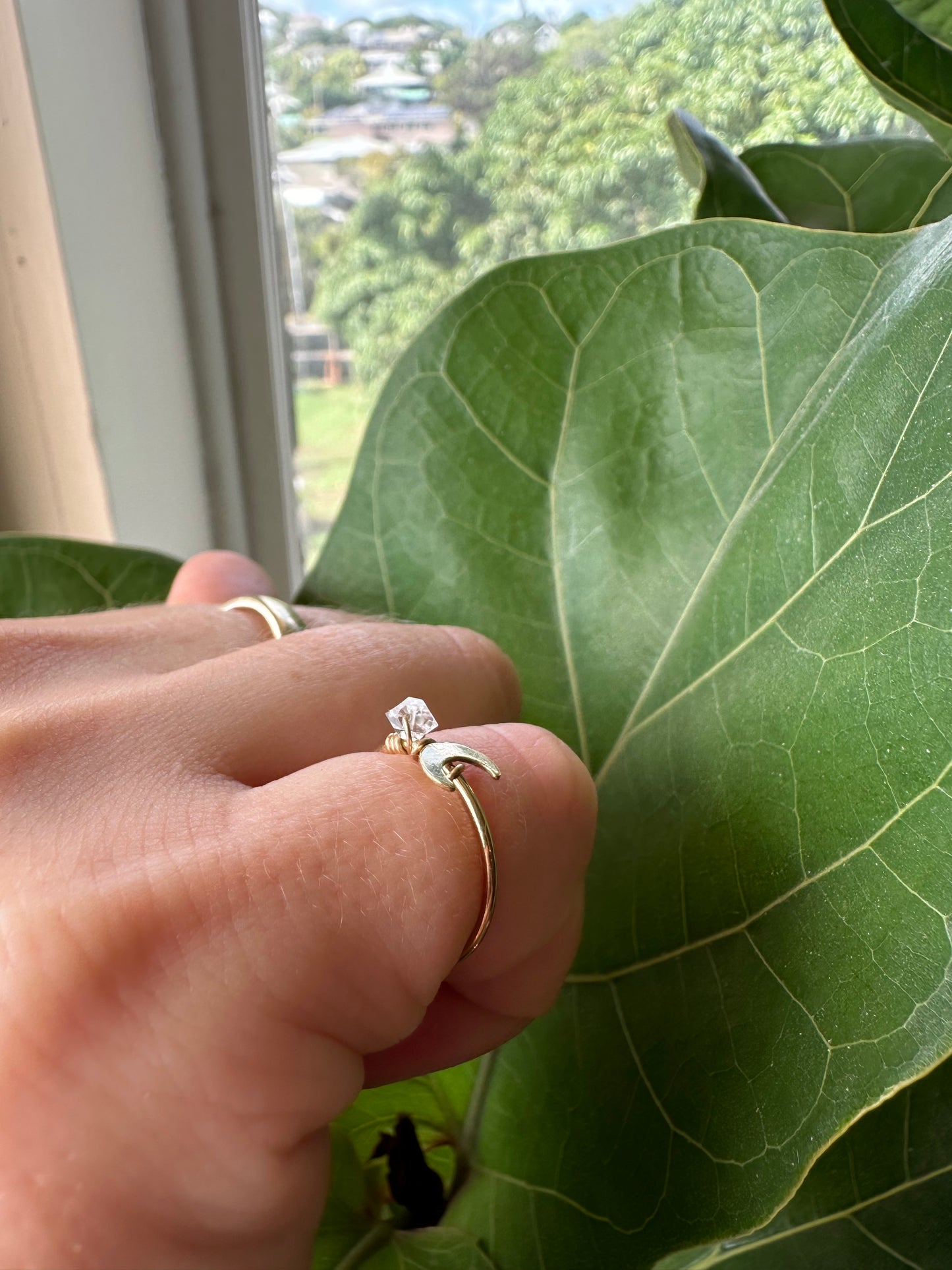 Moon phase ring ~ Gold stacking ring