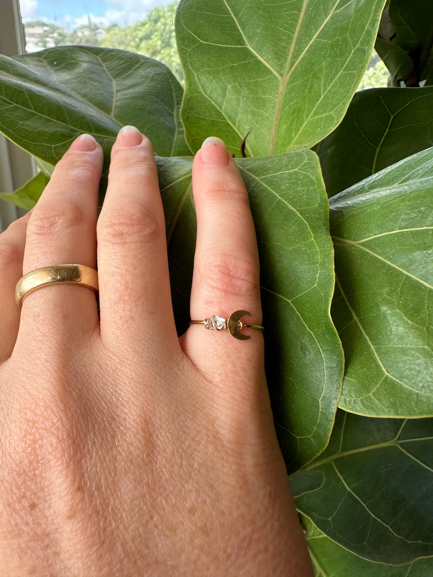 Moon phase ring ~ Gold stacking ring