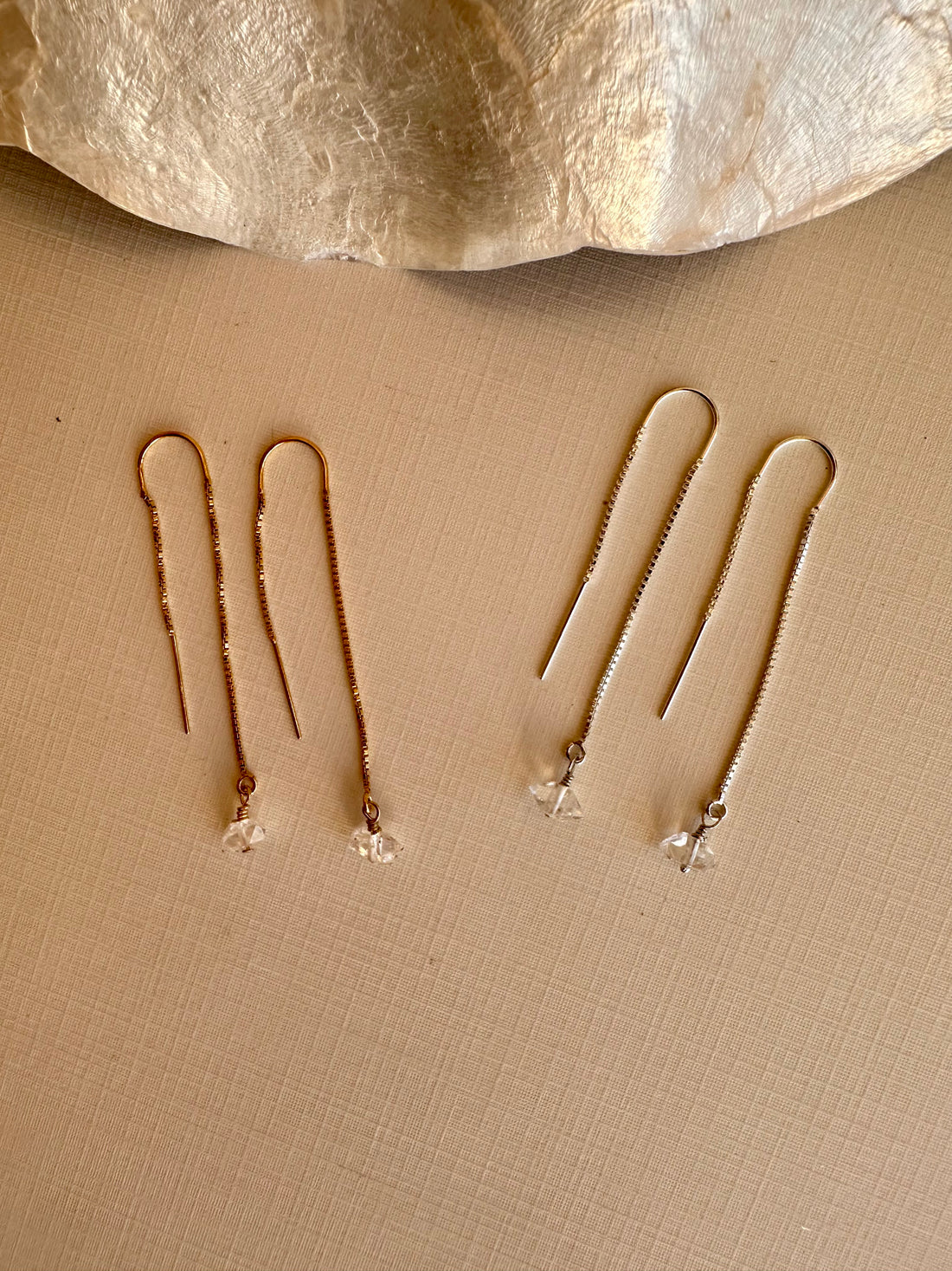 Herkimer Diamond Threader Earrings