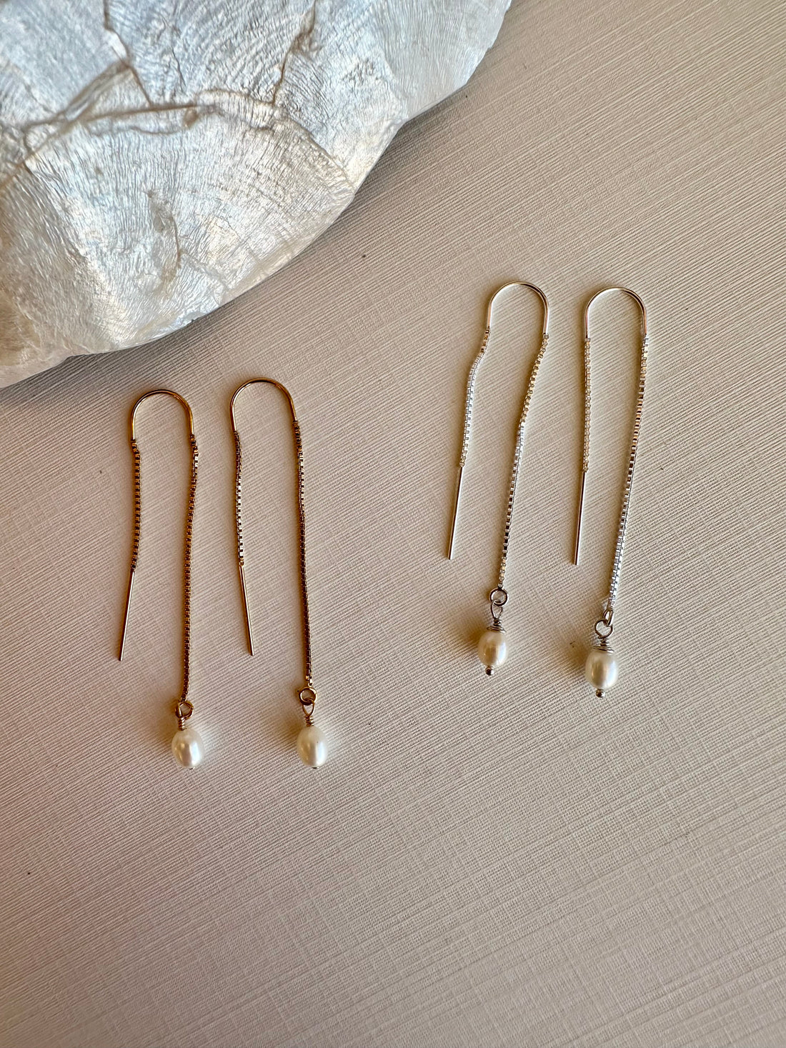 Ella Pearl Threader Earrings
