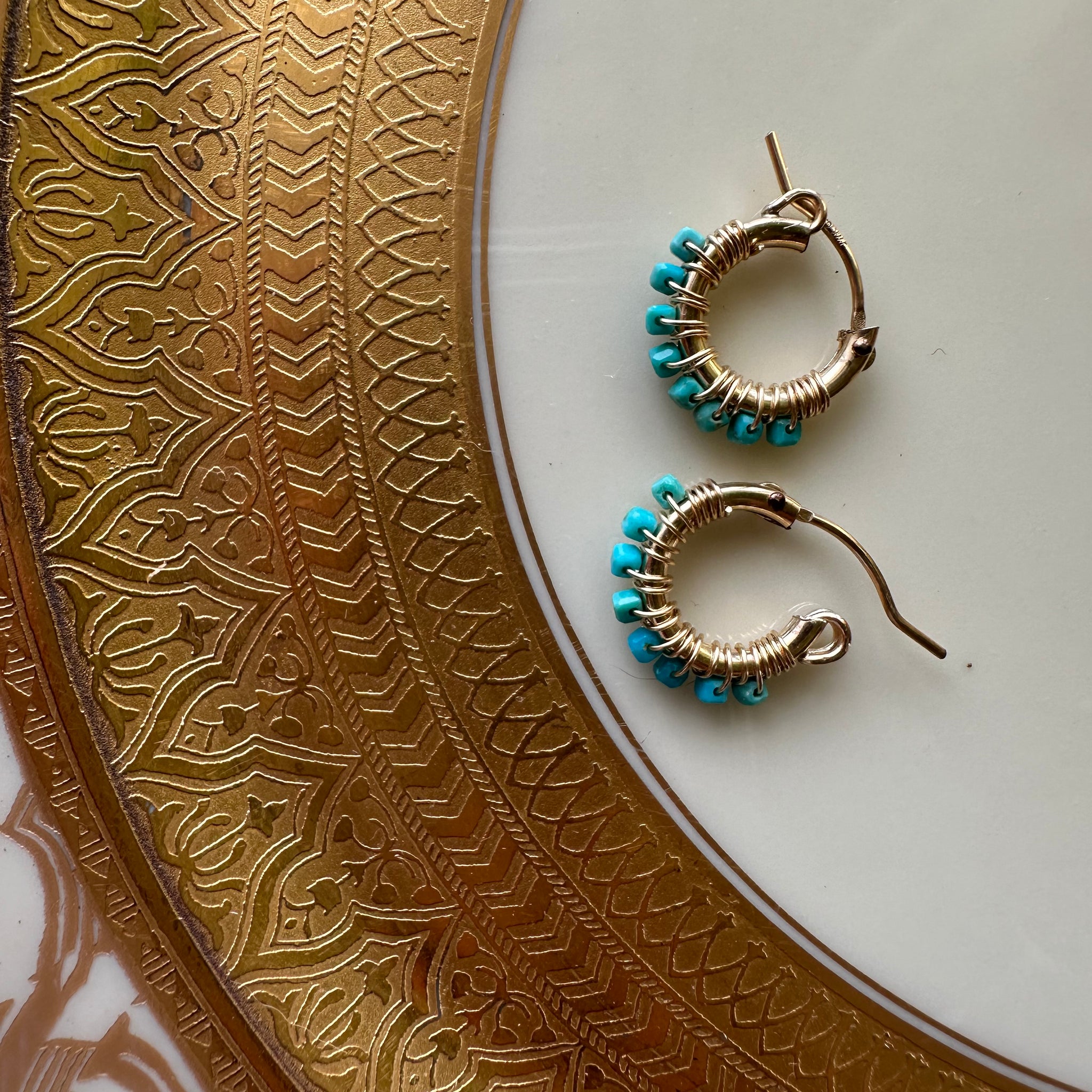 Natural Turquoise hoop earrings