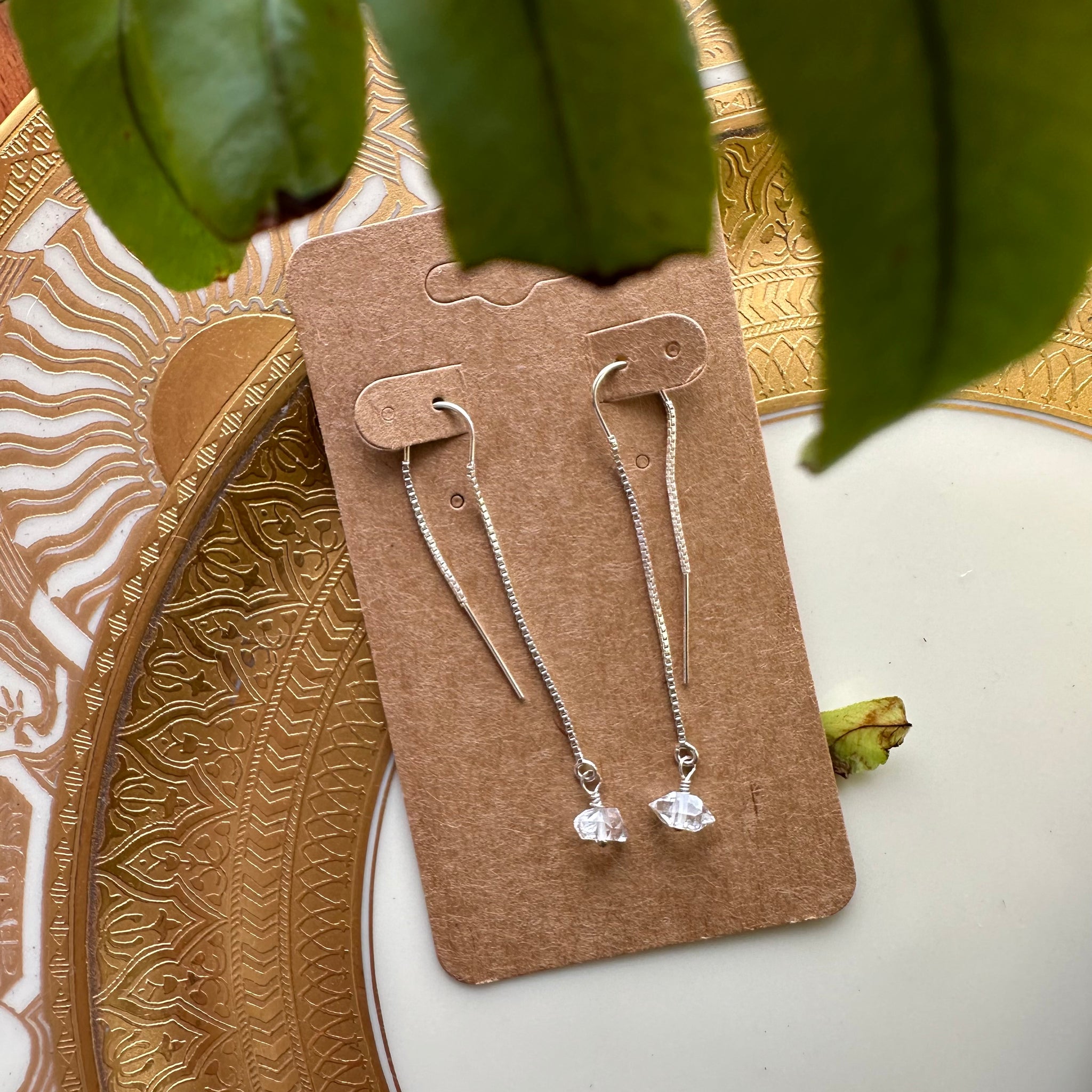 Herkimer Diamond Threader Earrings