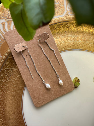 Ella Pearl Threader Earrings