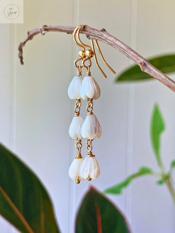 Triple Pikake Earrings~ Gold